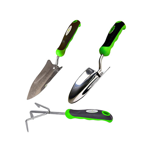 3PC Stainless Steel Gardening Tool Set Trowel Cultivator Transplanter