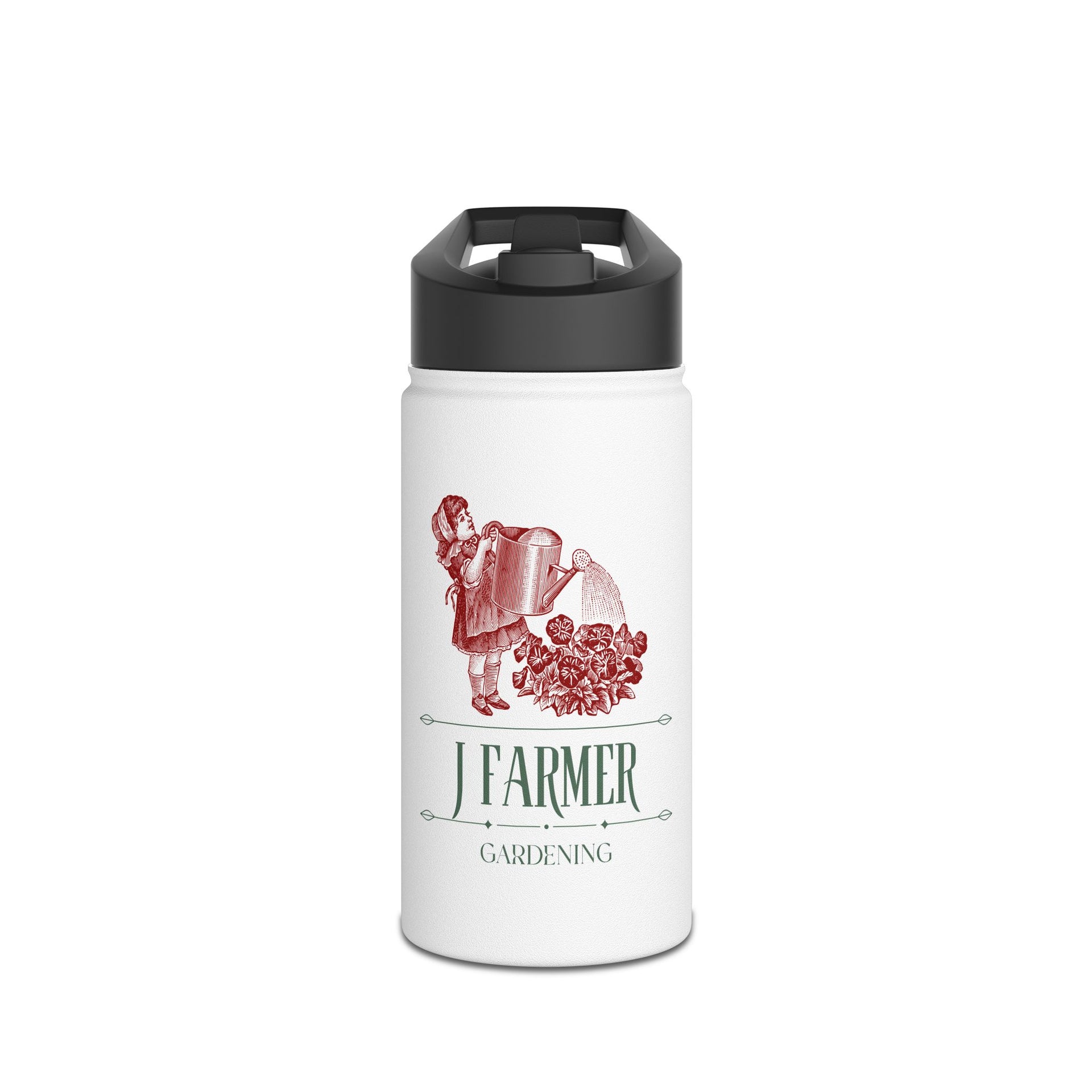 Gardening Farmer Stainless Steel Water Bottle — Vintage Watering Can Design