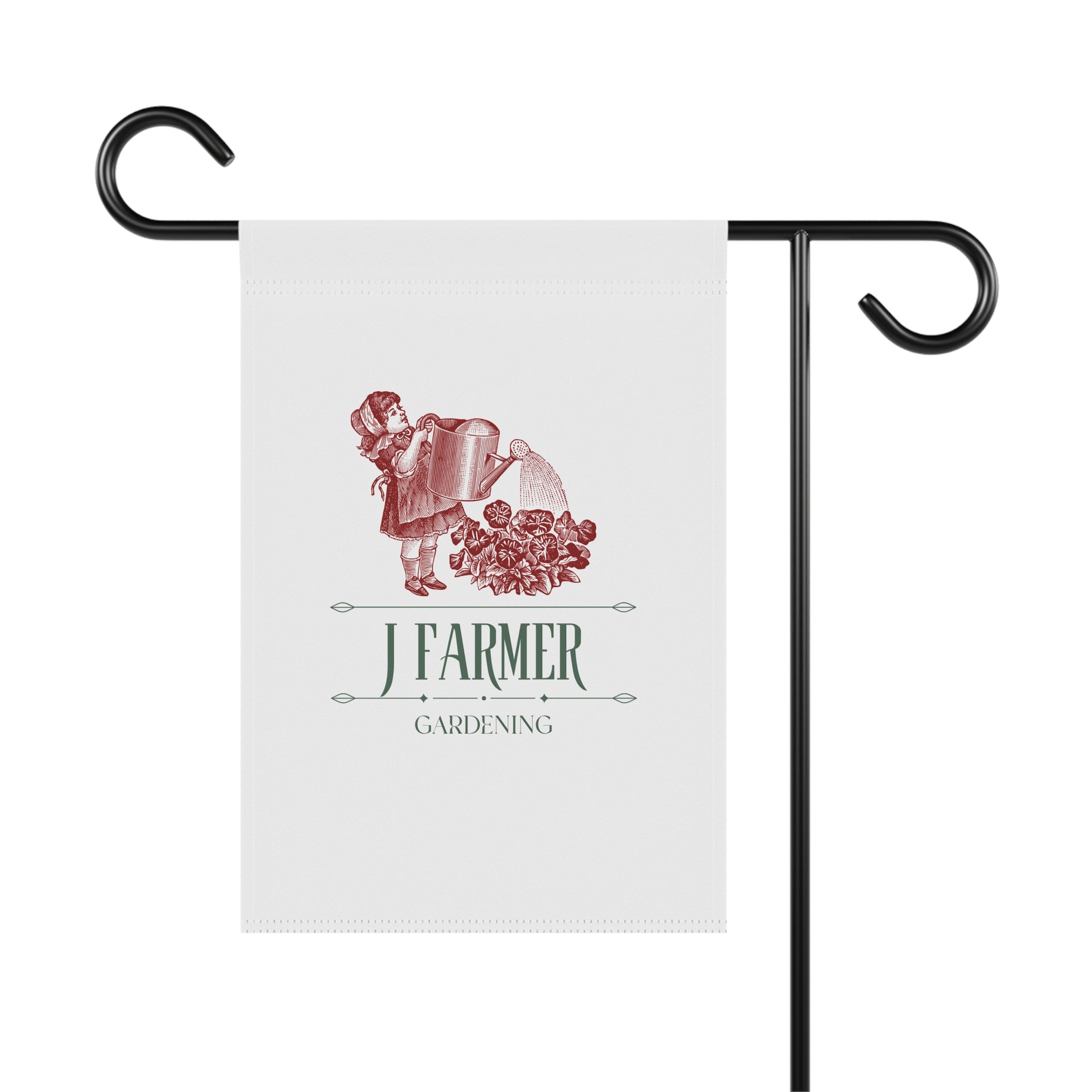 Personalized Garden Flag – Vintage Watering Can ‘J Farmer’ Gardening Yard Banner