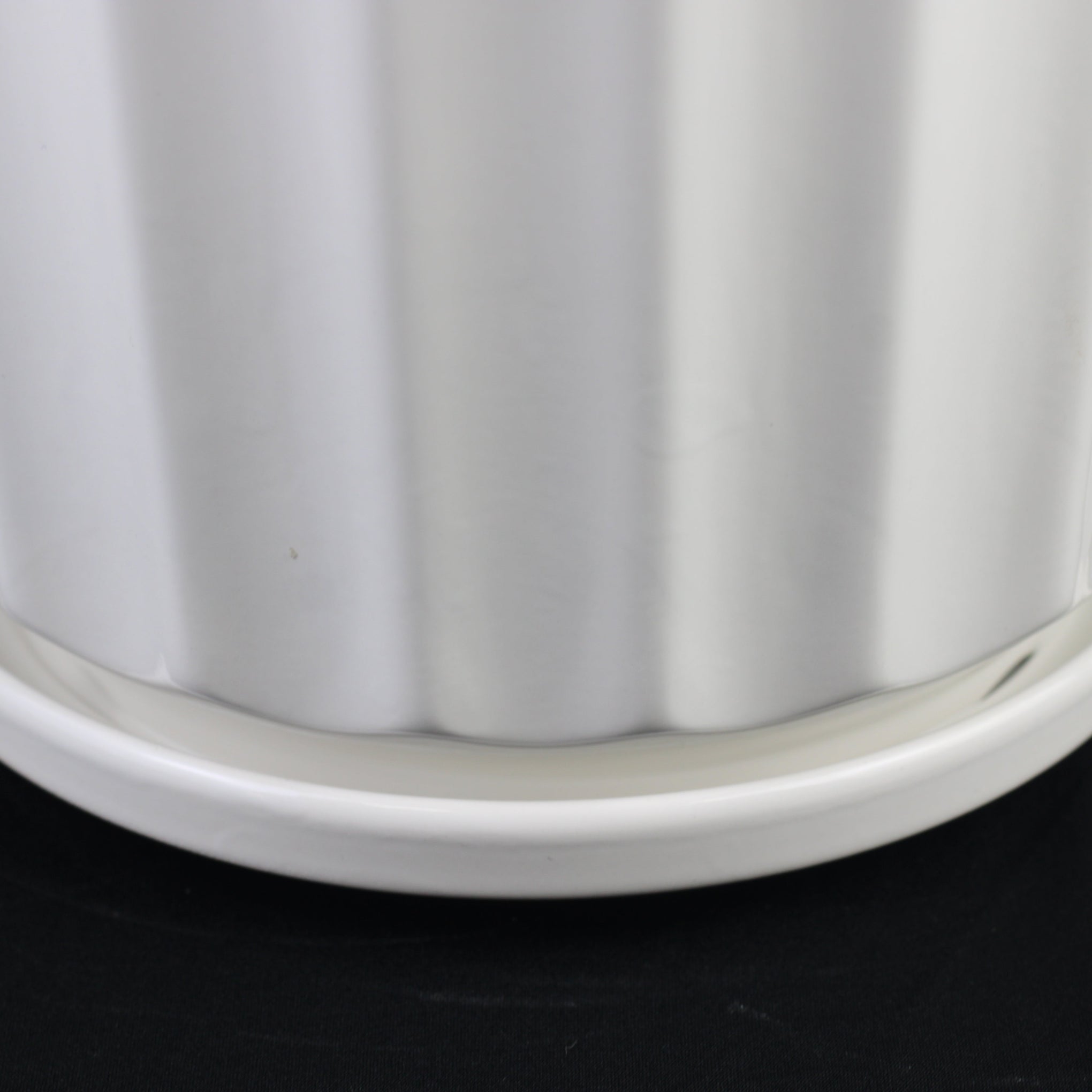 White Ceramic Planter Pot Set Fluted Design with Saucers
