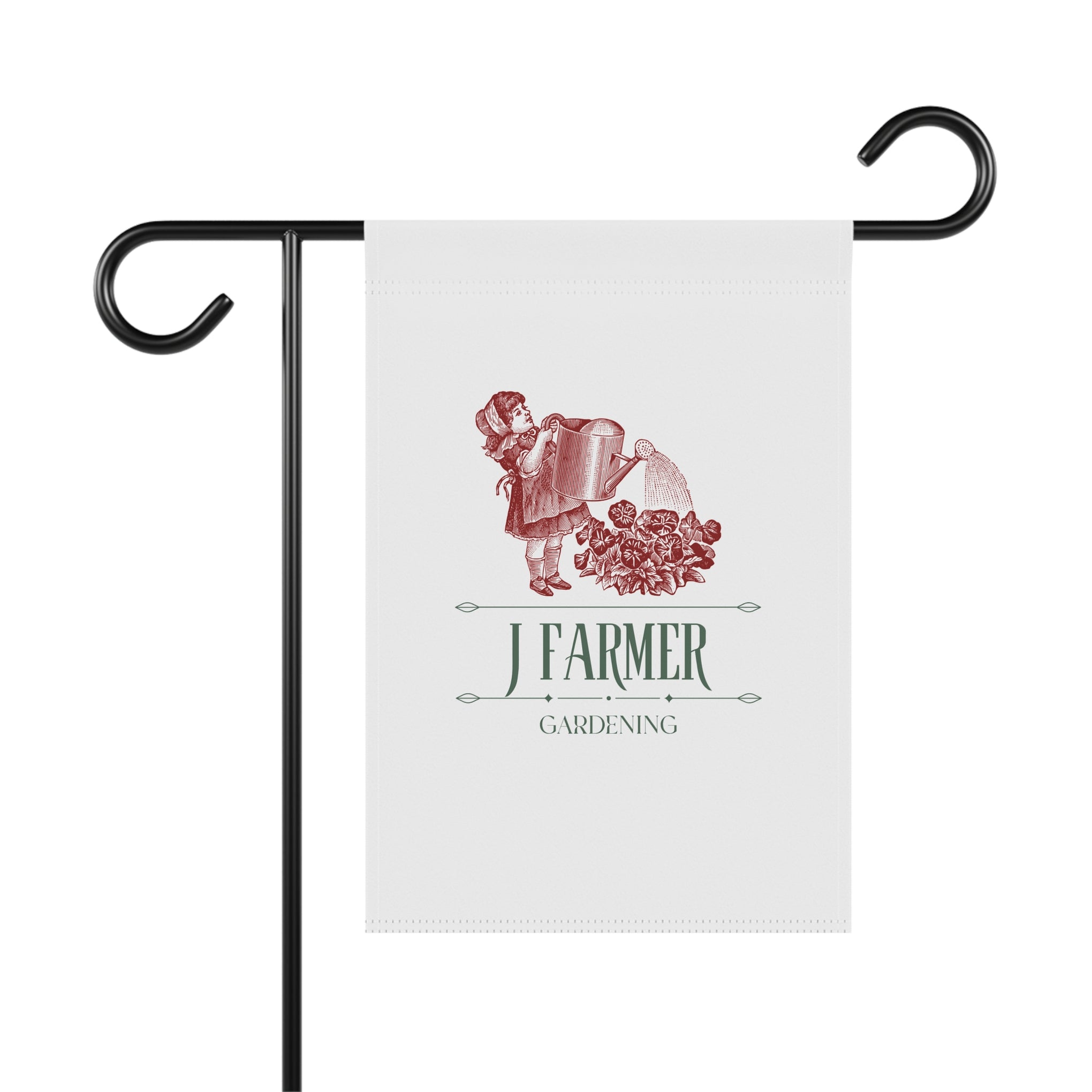 Personalized Garden Flag – Vintage Watering Can ‘J Farmer’ Gardening Yard Banner