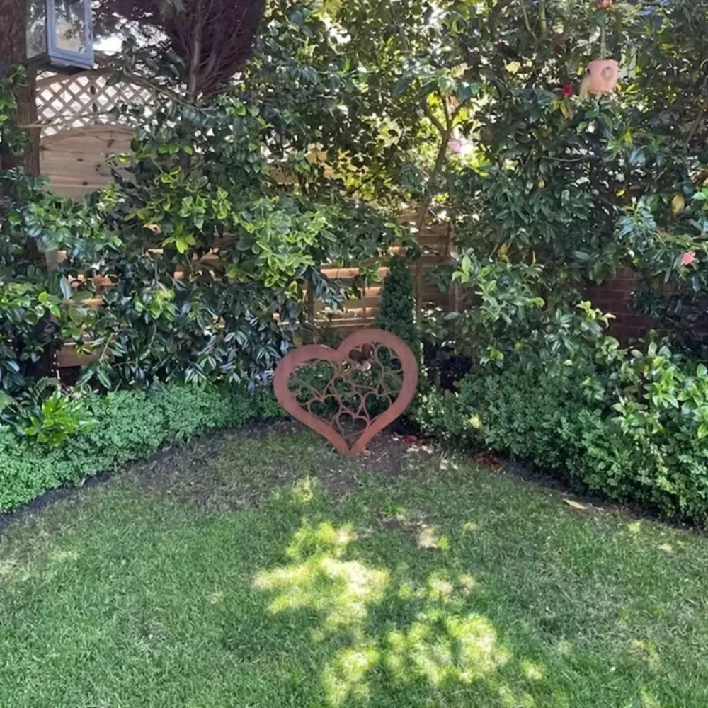 Rustic Metal Heart Garden Stake