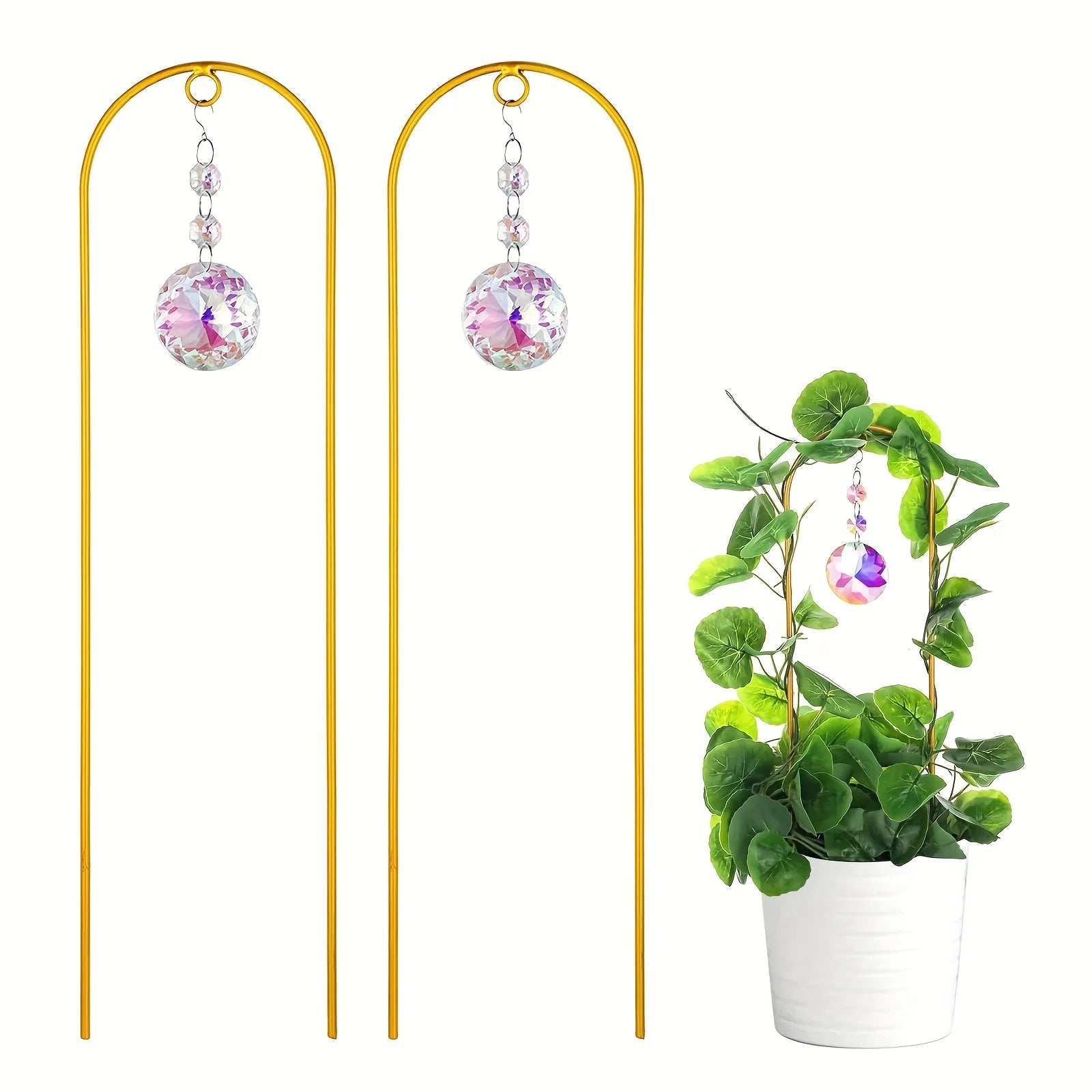 Garden Plant Fence with Rainbow Solar Crystal