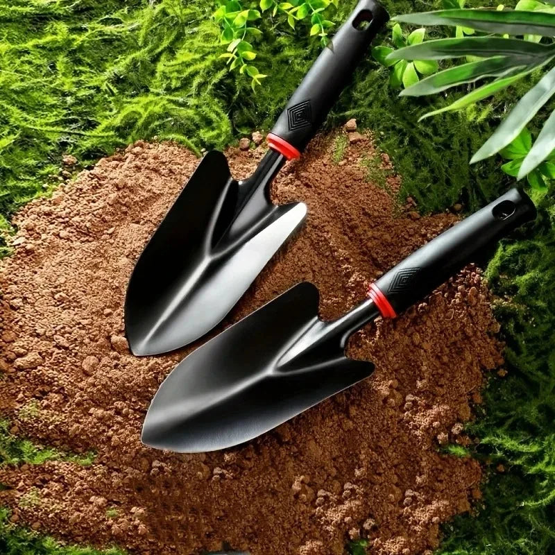 Metal Garden Trowel with Ergonomic Black Handle and Orange Trim