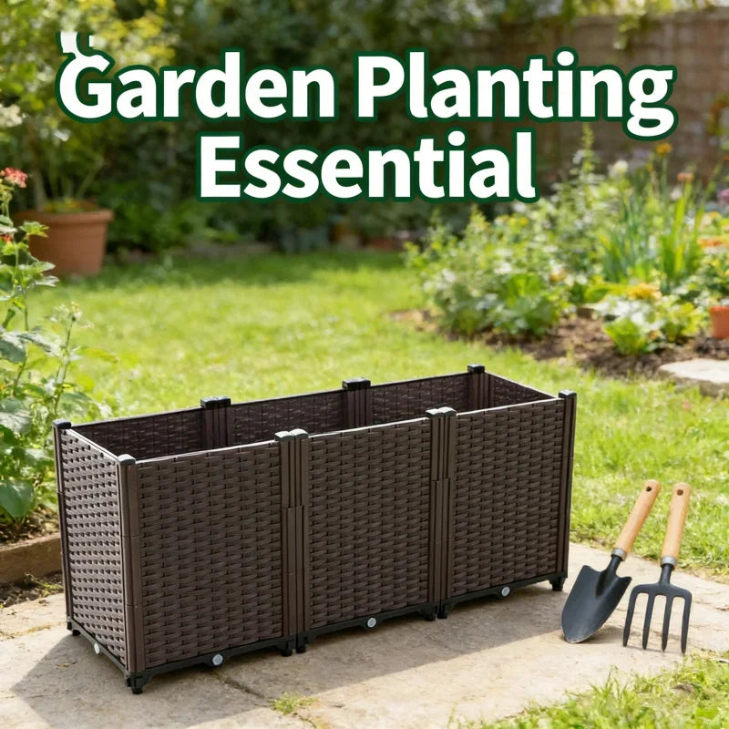 Large 3-Tier Raised Garden Bed 120x40x52cm