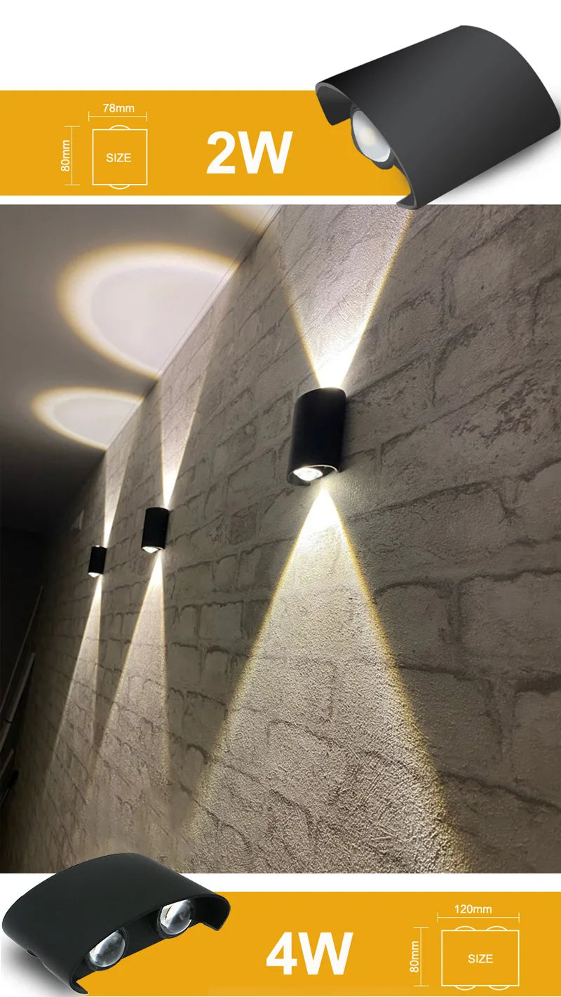 Aluminum LED Wall Lamp IP65 Waterproof