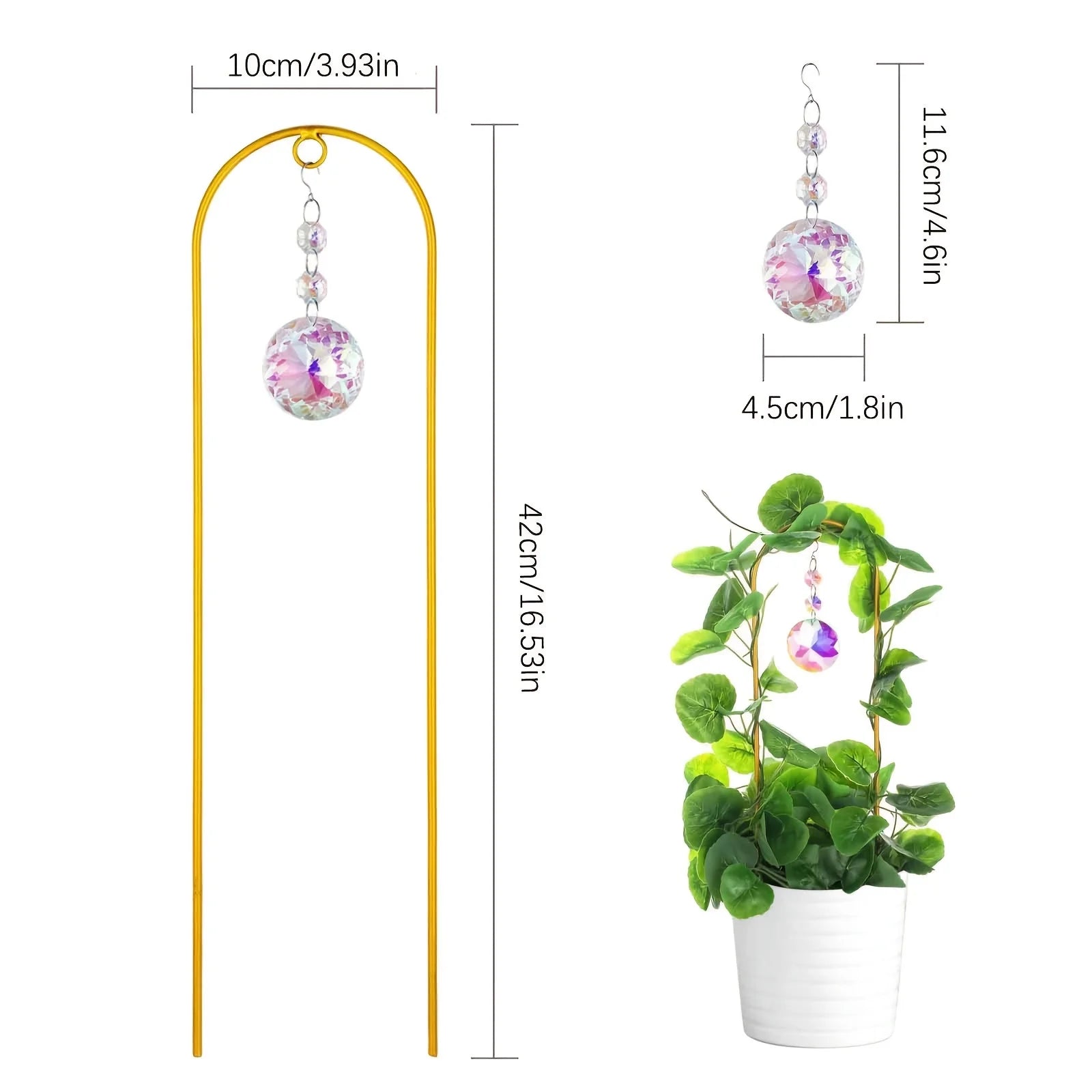 Garden Plant Fence with Rainbow Solar Crystal