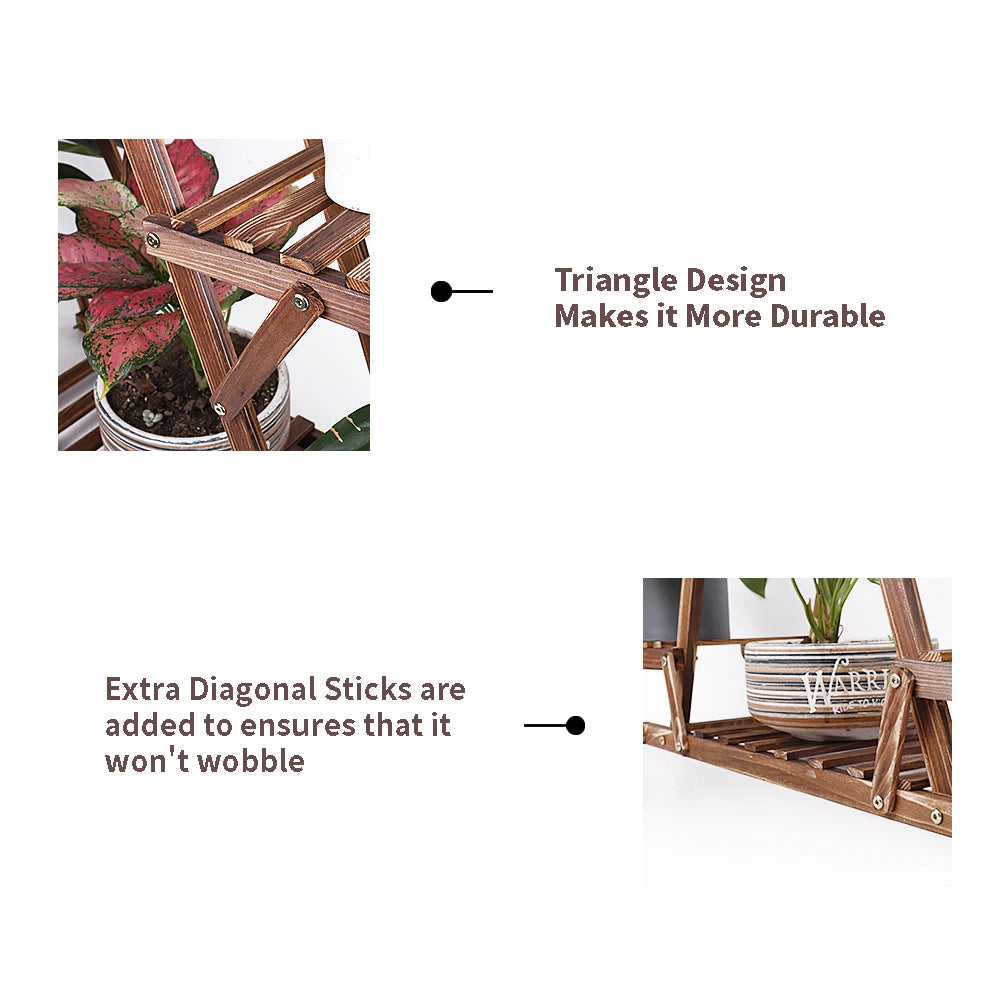 Carbonized Wood 6-Tier Corner Plant Stand