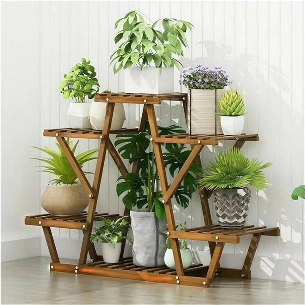 Carbonized Wood 6-Tier Corner Plant Stand