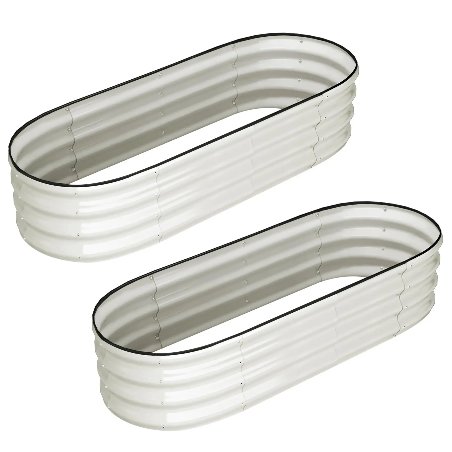 2-Pack Oval Galvanized Steel Raised Garden Beds