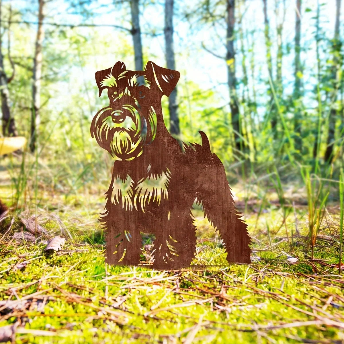 Schnauzer Dog Rusty Metal Garden Stake