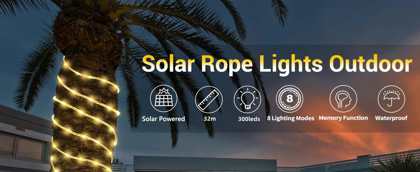 LED Solar Strip Rope Fairy Lights