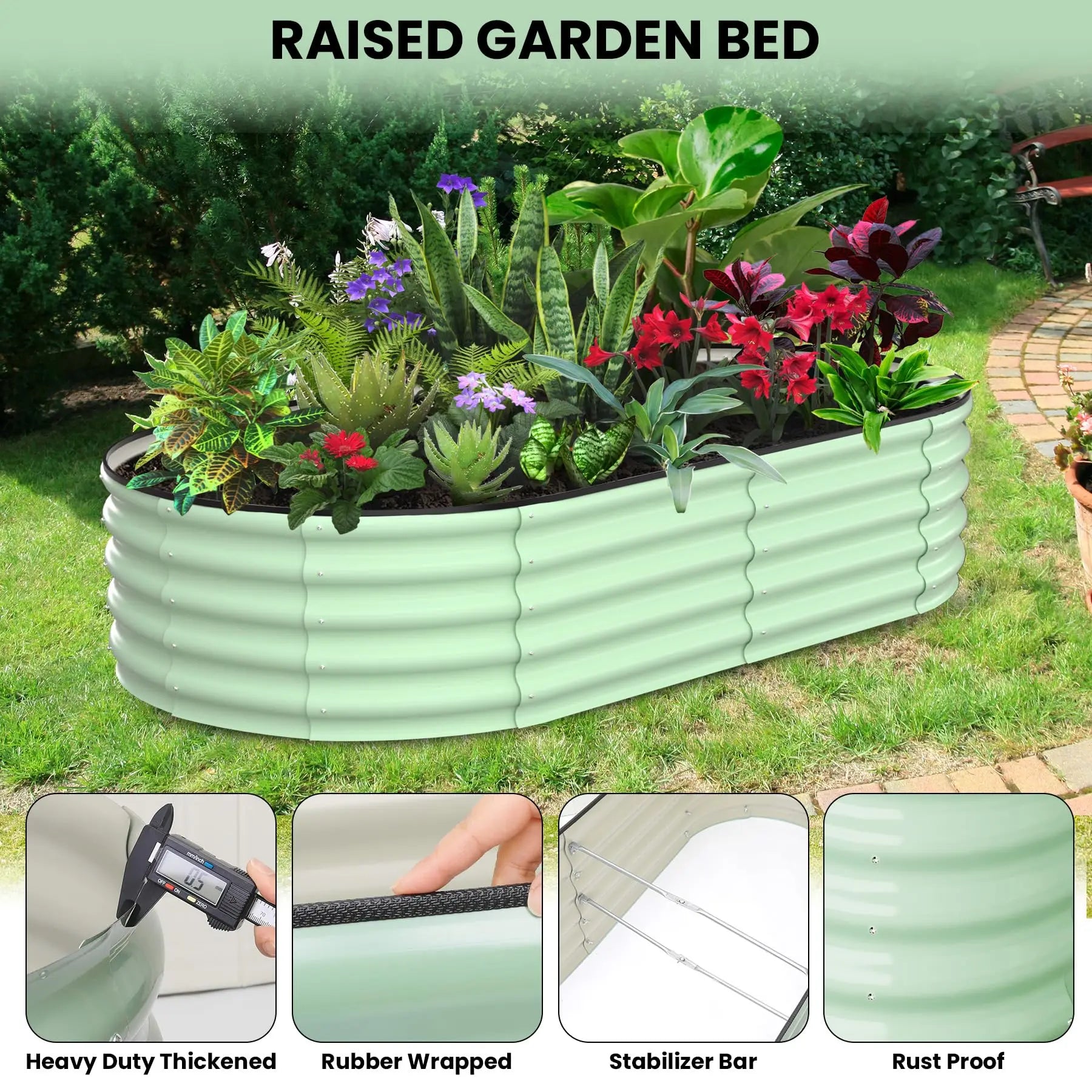 2-Pack Oval Galvanized Steel Raised Garden Beds