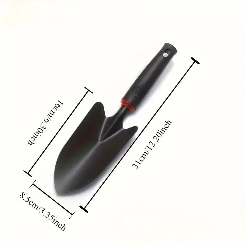 Metal Garden Trowel with Ergonomic Black Handle and Orange Trim