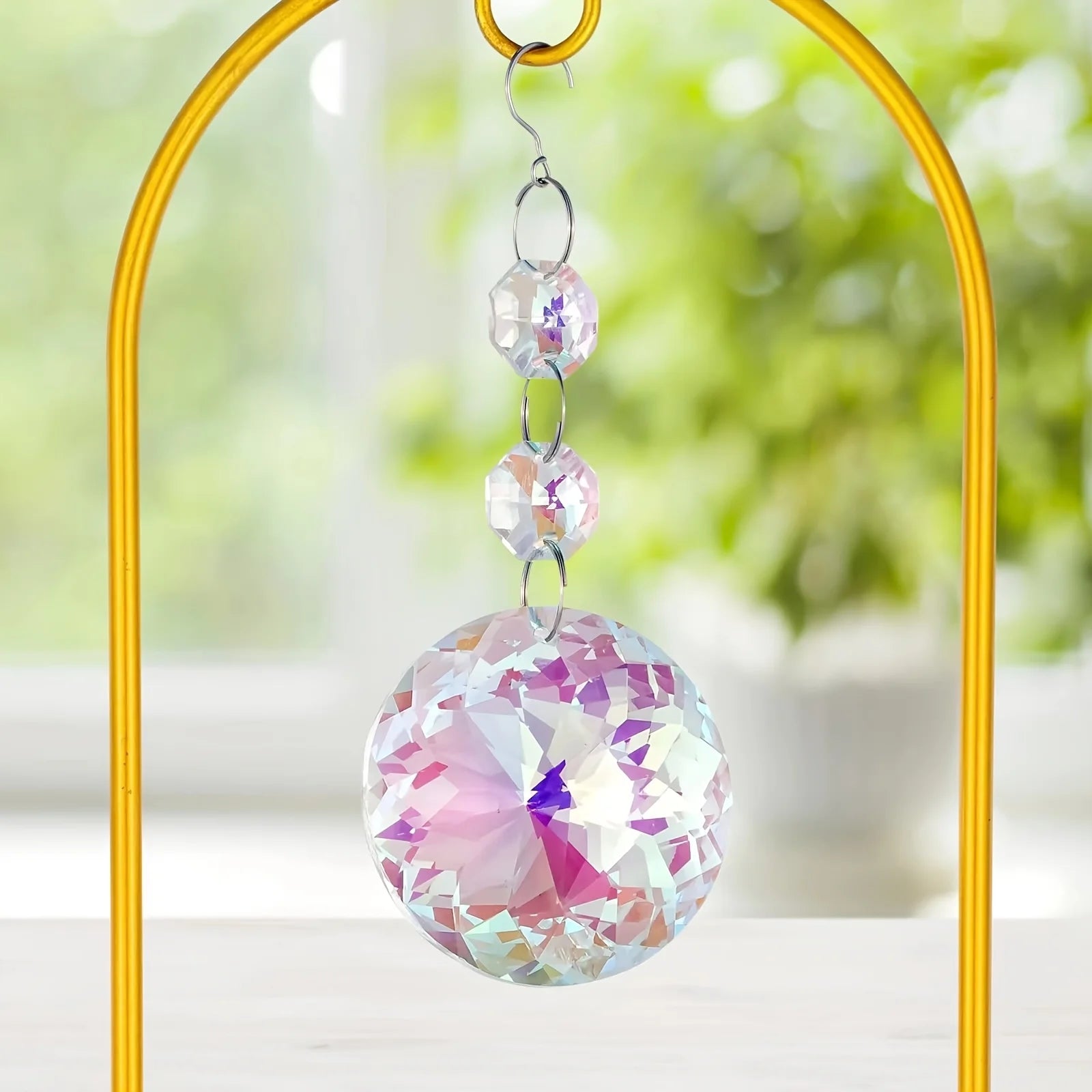 Garden Plant Fence with Rainbow Solar Crystal