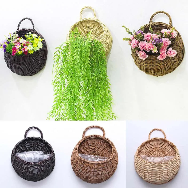 Handmade Wicker Rattan Wall Planter