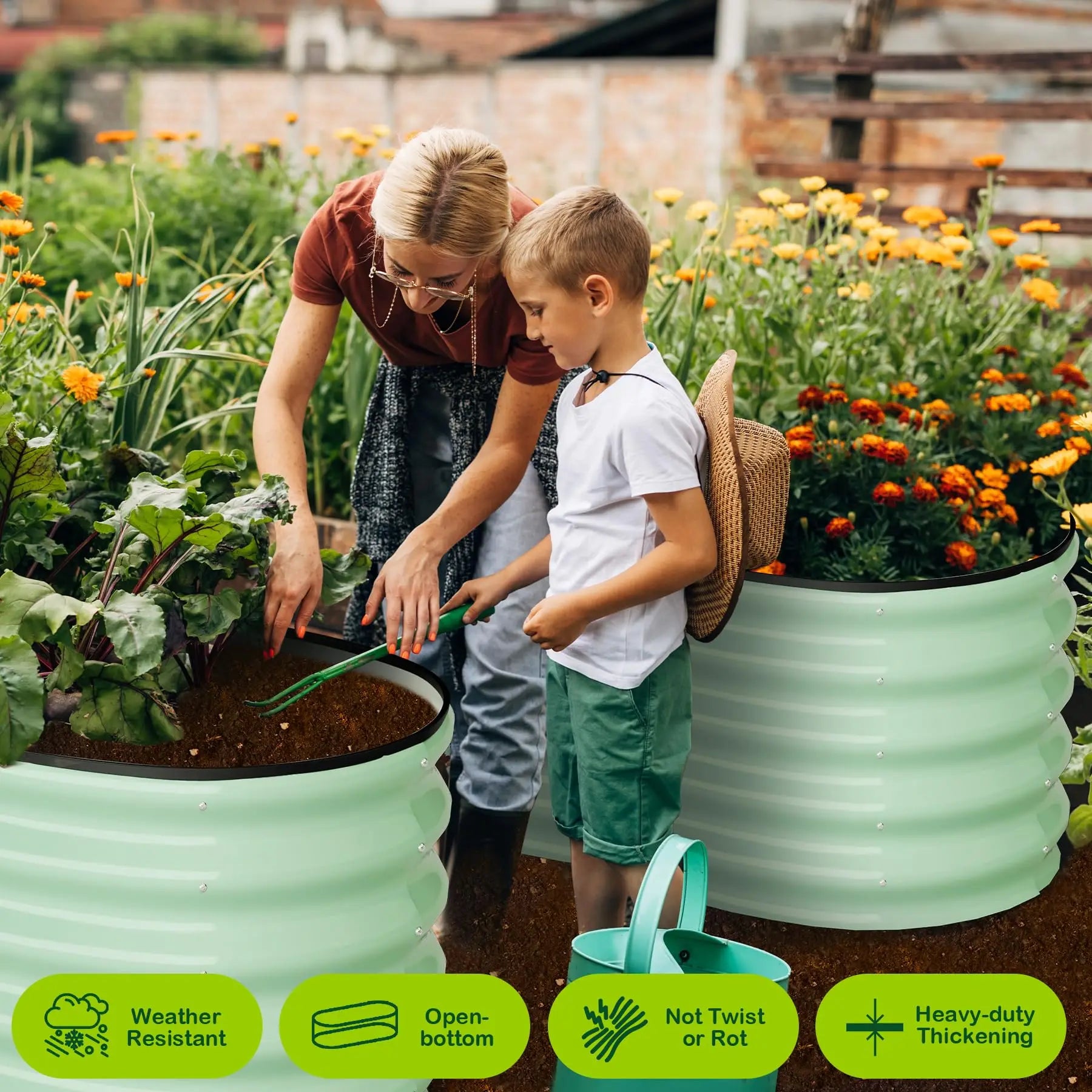 2-Pack Oval Galvanized Steel Raised Garden Beds