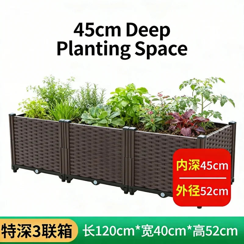 Large 3-Tier Raised Garden Bed 120x40x52cm