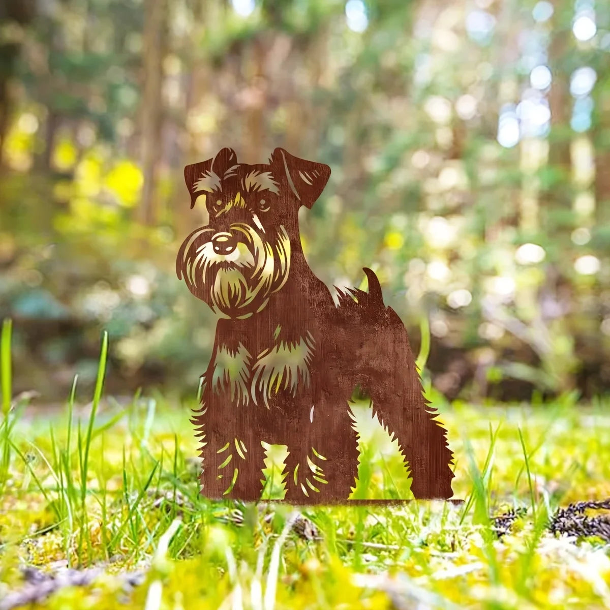 Schnauzer Dog Rusty Metal Garden Stake