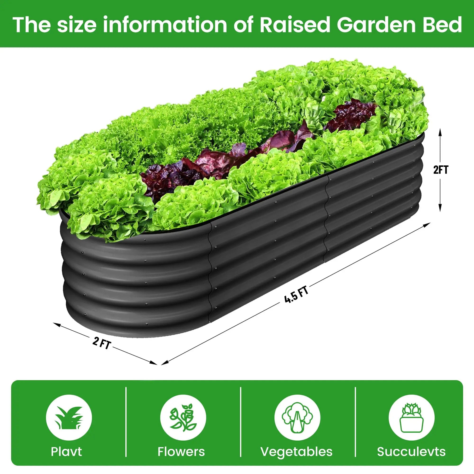 2-Pack Oval Galvanized Steel Raised Garden Beds