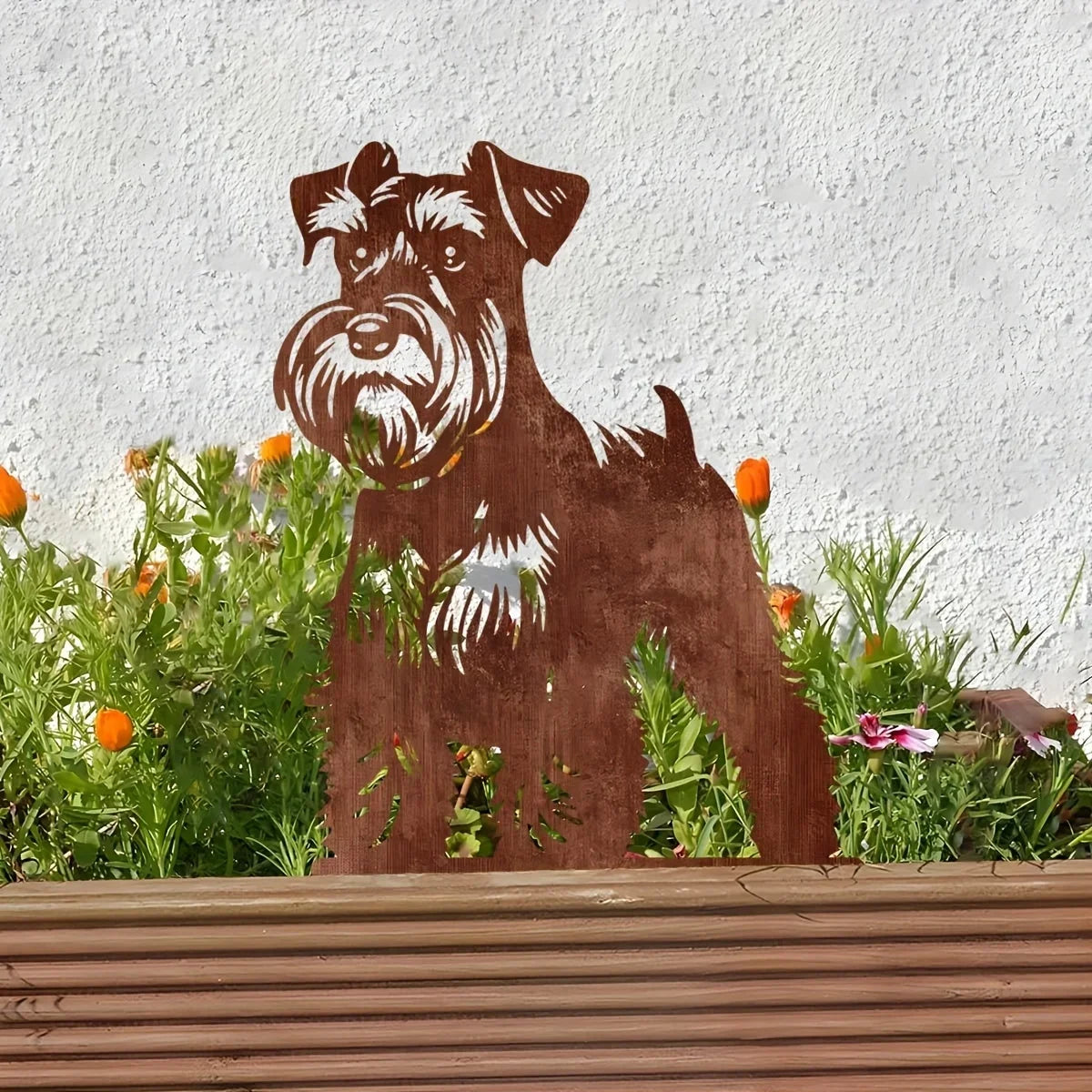 Schnauzer Dog Rusty Metal Garden Stake