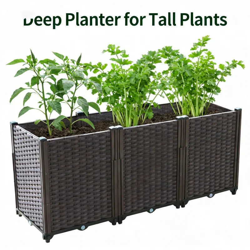 Large 3-Tier Raised Garden Bed 120x40x52cm