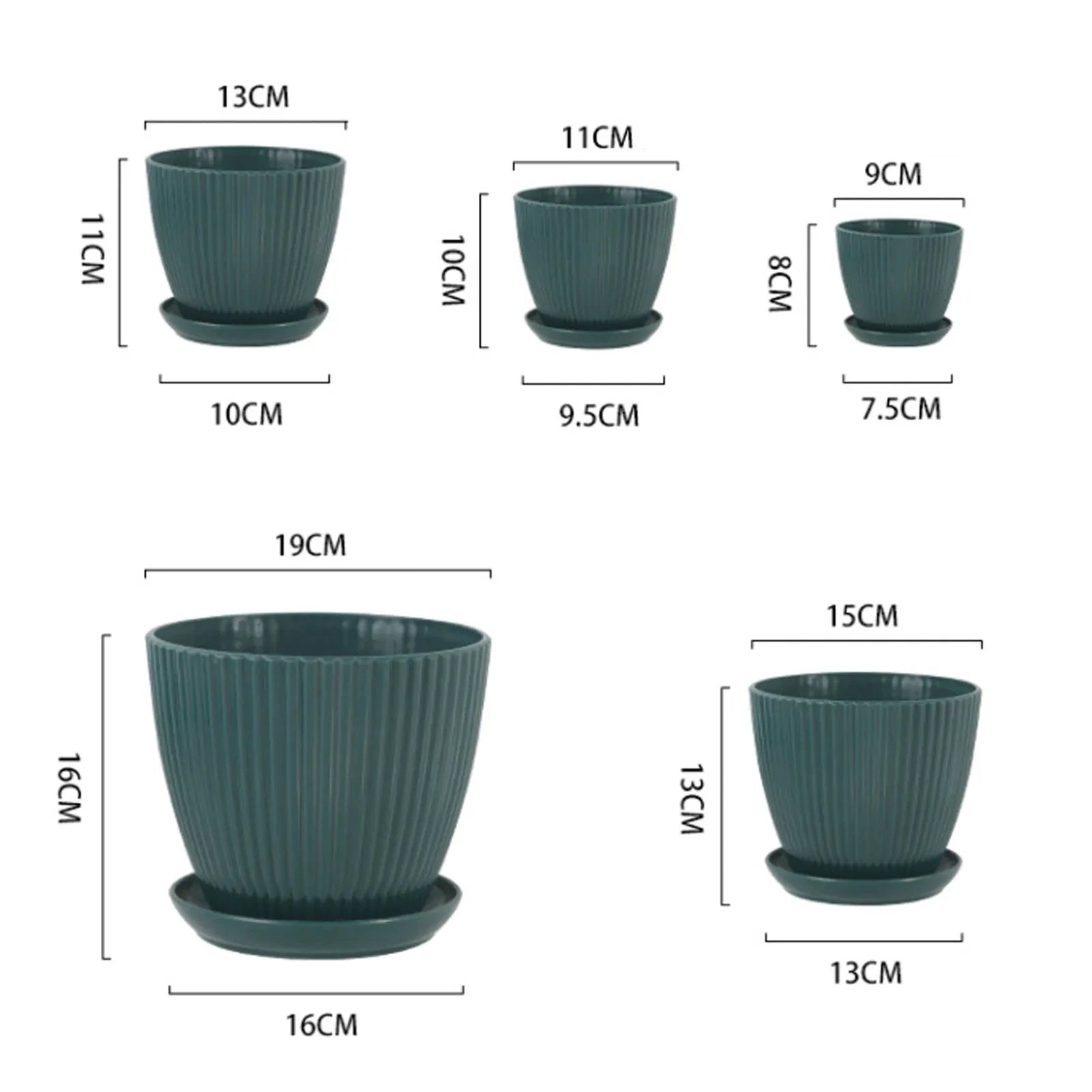 Round Flower Pots with Trays