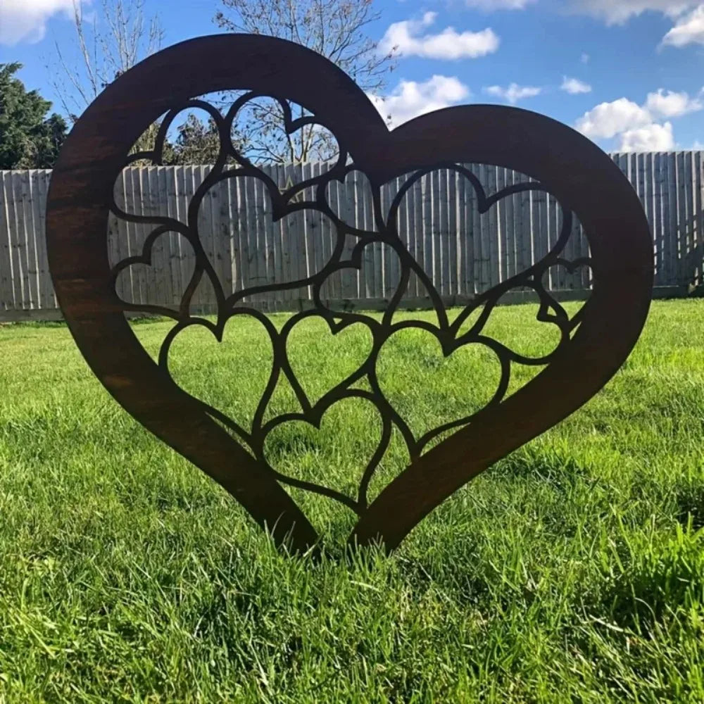Rustic Metal Heart Garden Stake