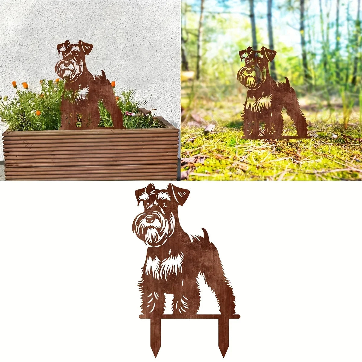 Schnauzer Dog Rusty Metal Garden Stake