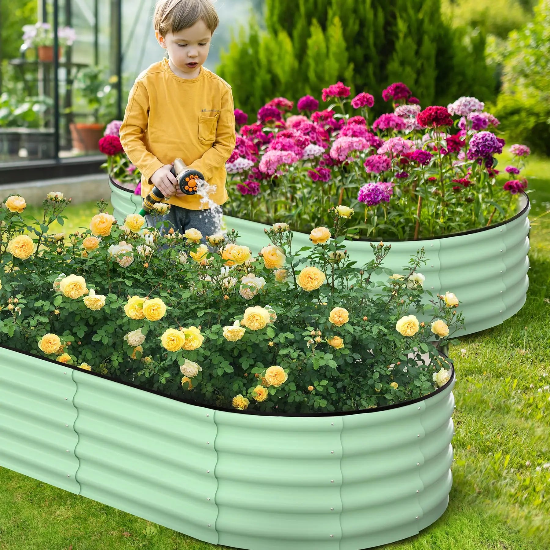 2-Pack Oval Galvanized Steel Raised Garden Beds