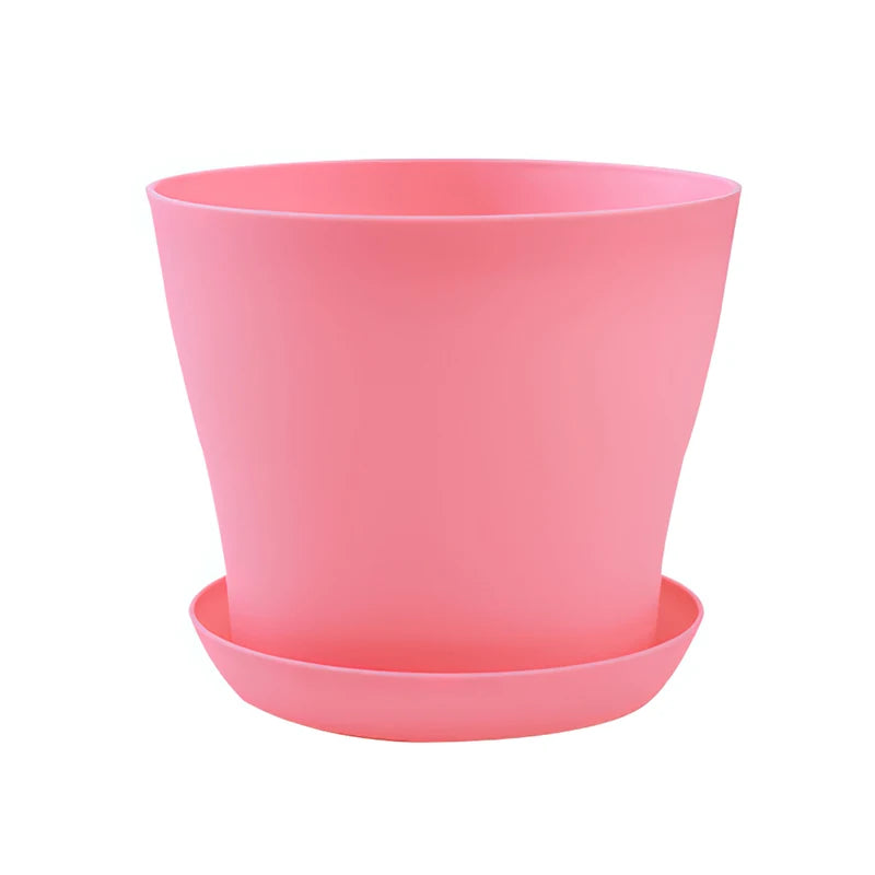 Plastic Flower Pots with Trays