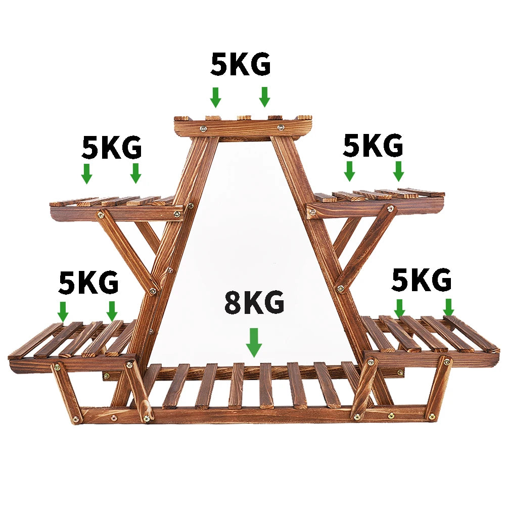 Carbonized Wood 6-Tier Corner Plant Stand
