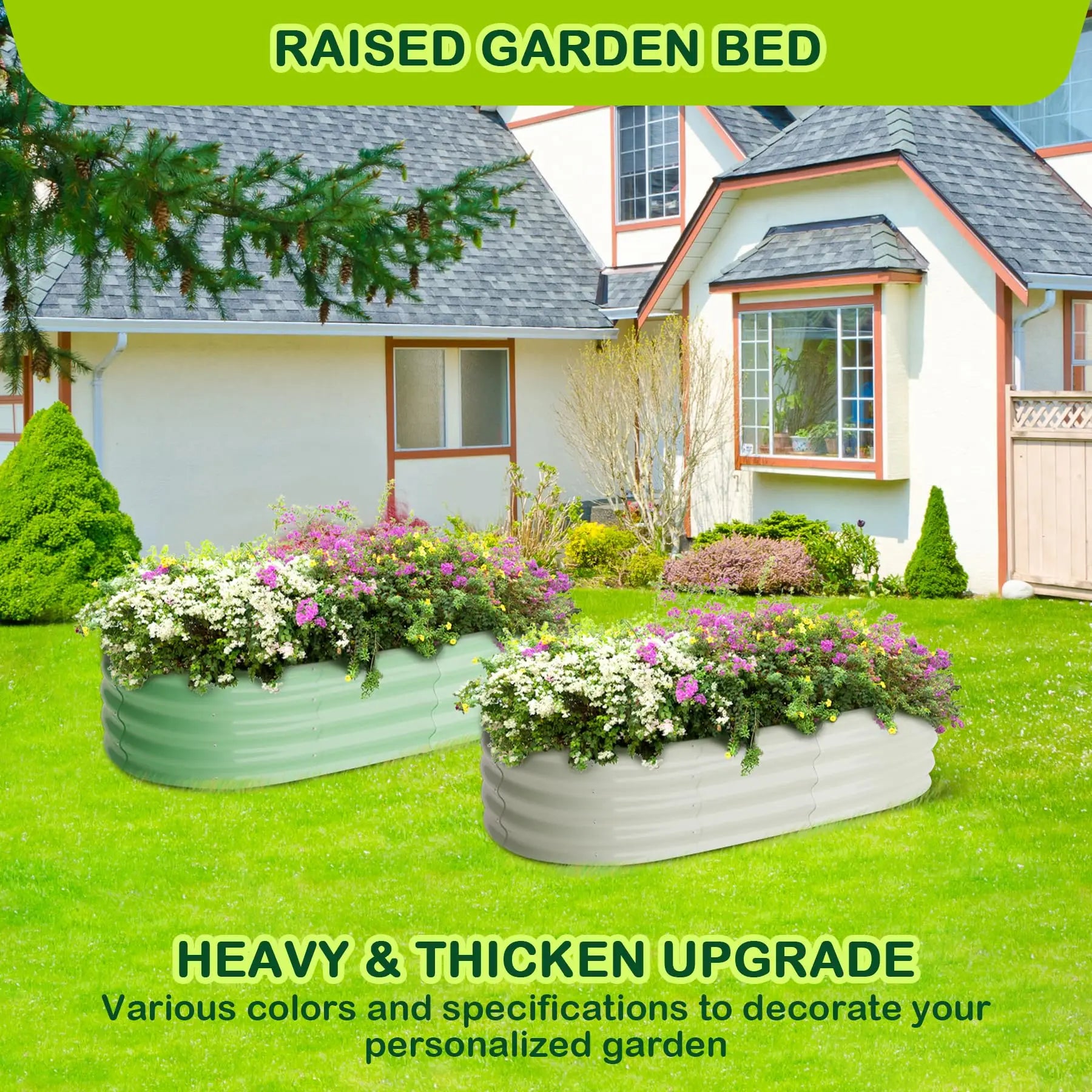 2-Pack Oval Galvanized Steel Raised Garden Beds
