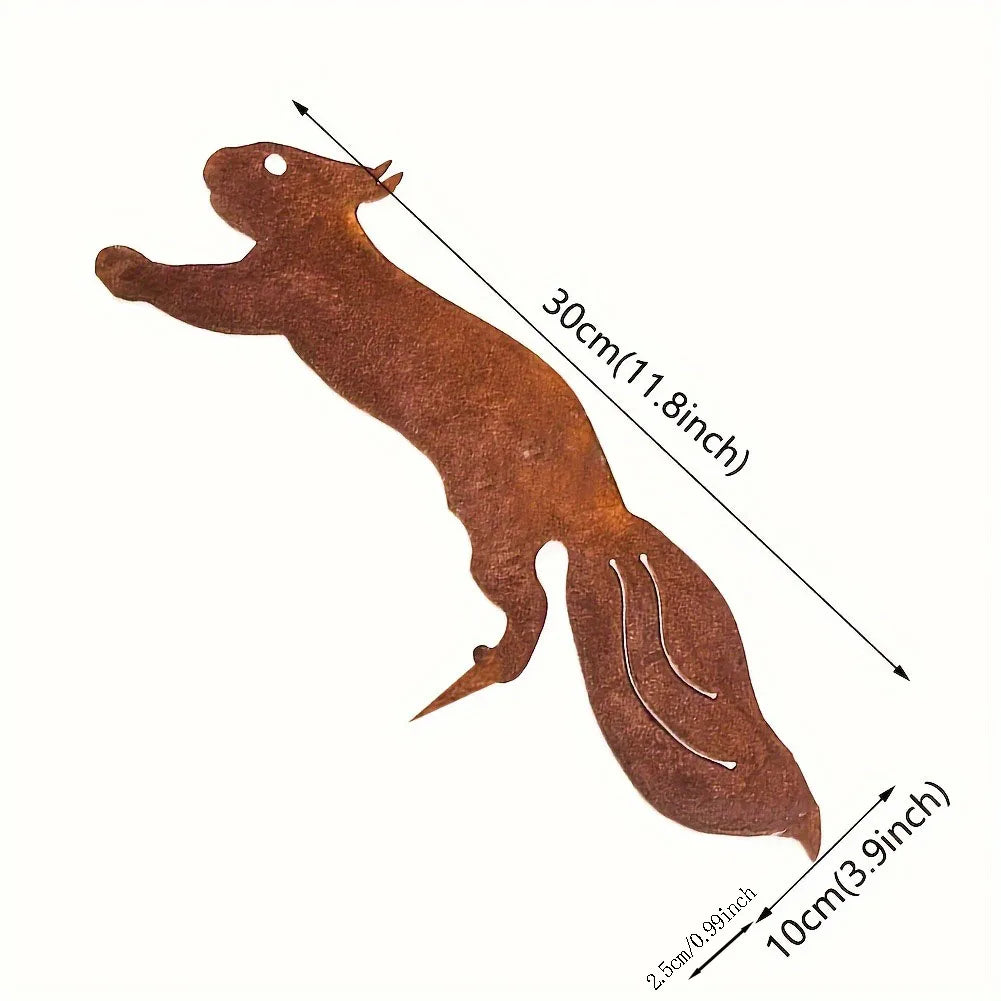 Rusty Wrought Iron Cat Fence Ornament