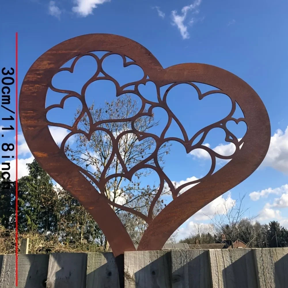 Rustic Metal Heart Garden Stake