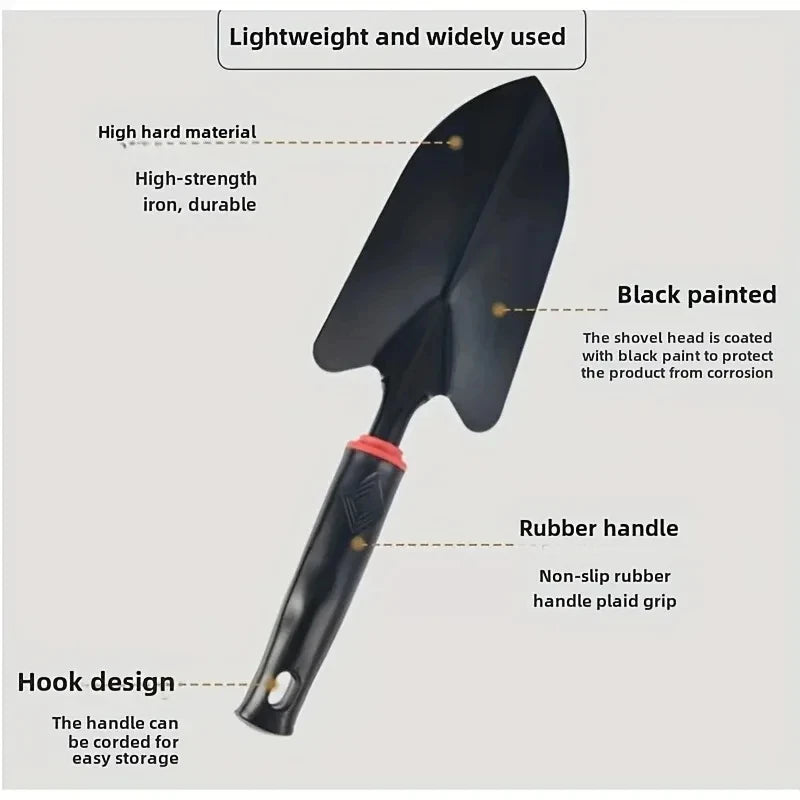 Metal Garden Trowel with Ergonomic Black Handle and Orange Trim