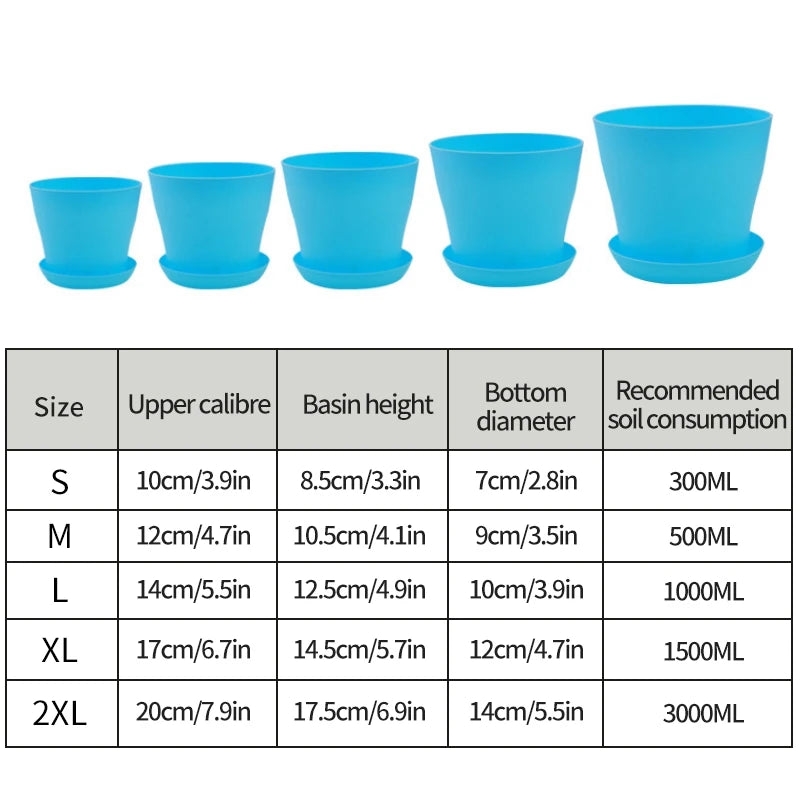 Plastic Flower Pots with Trays