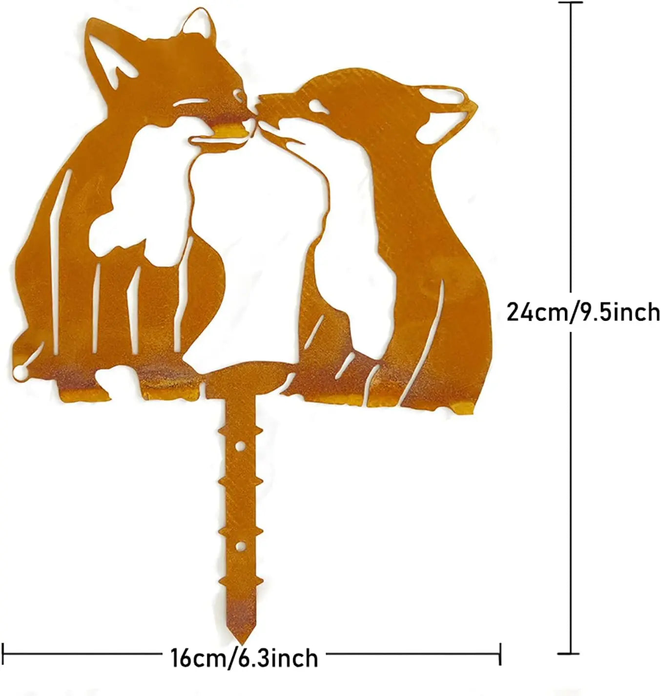 Rusty Wrought Iron Cat Fence Ornament