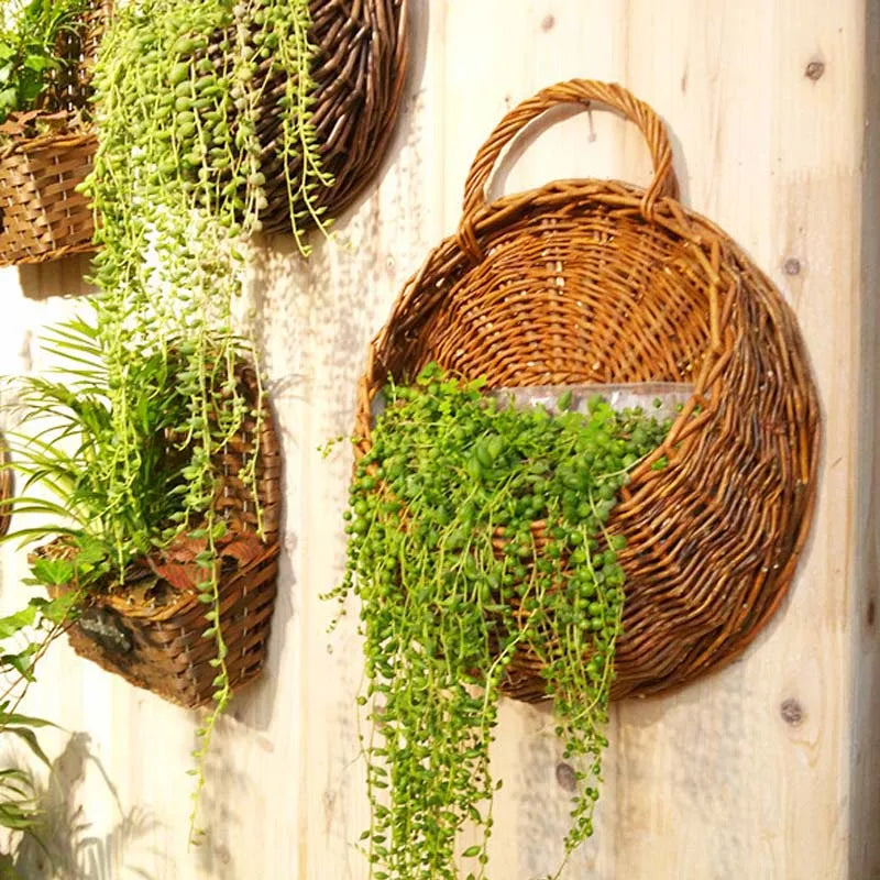 Handmade Wicker Rattan Wall Planter