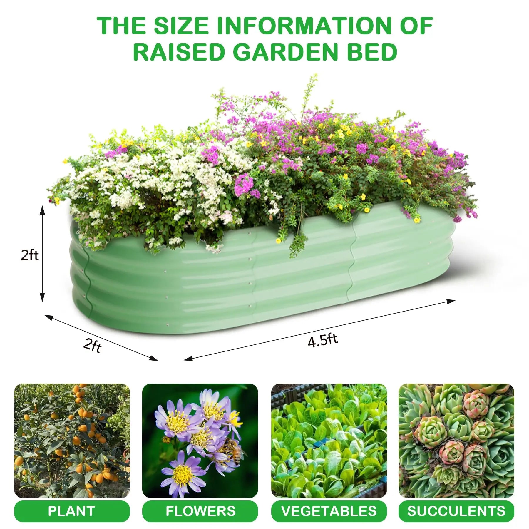2-Pack Oval Galvanized Steel Raised Garden Beds