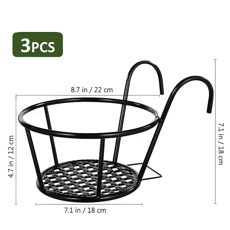 Iron Art Hanging Flower Pots 1/2/3 Pack