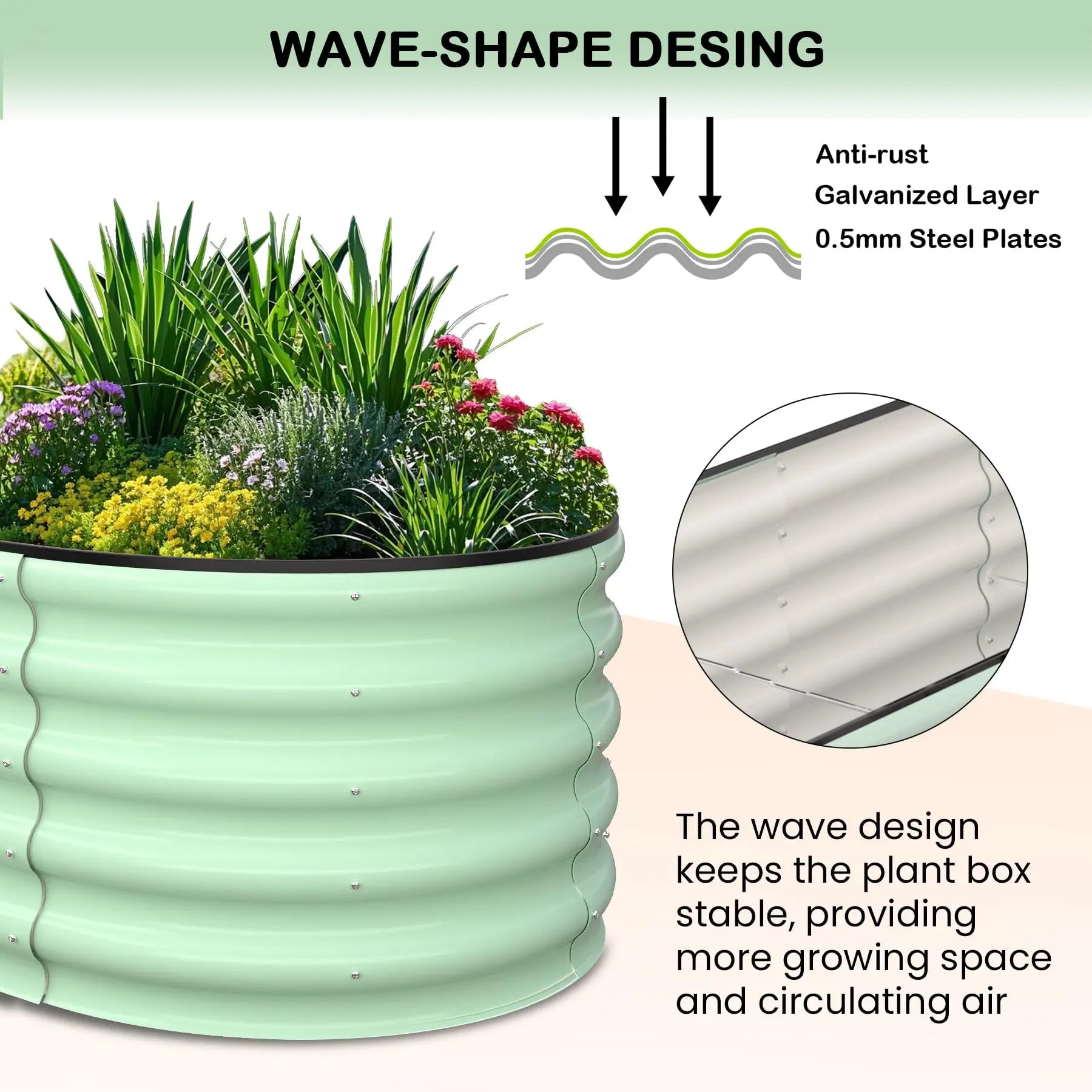 2-Pack Oval Galvanized Steel Raised Garden Beds