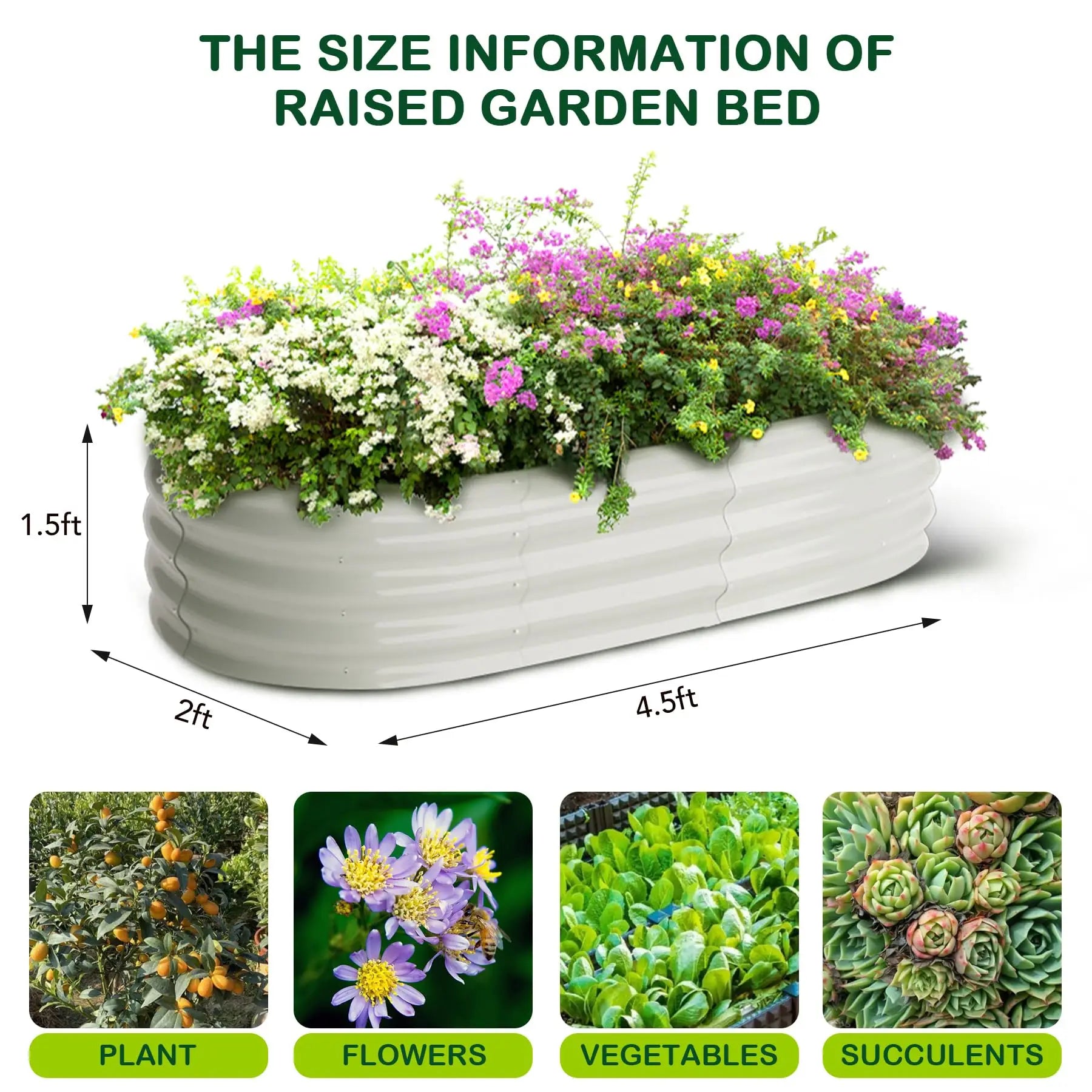 2-Pack Oval Galvanized Steel Raised Garden Beds