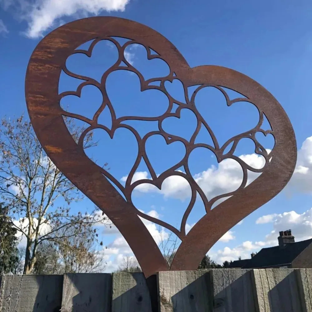 Rustic Metal Heart Garden Stake