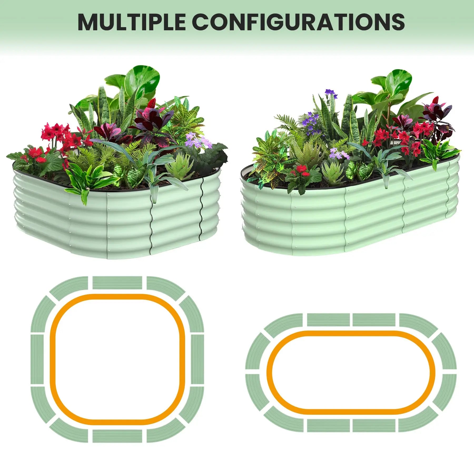 2-Pack Oval Galvanized Steel Raised Garden Beds