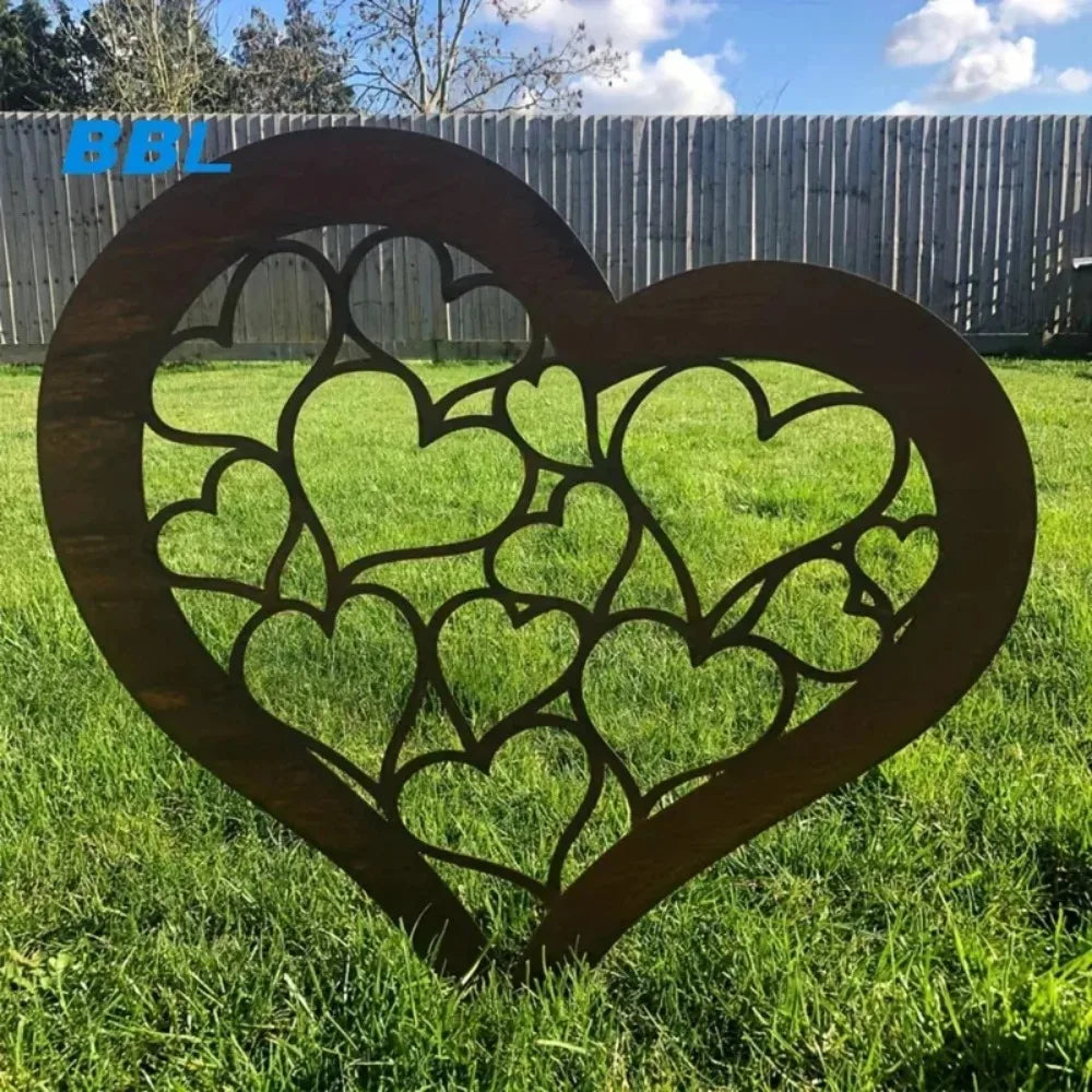Rustic Metal Heart Garden Stake