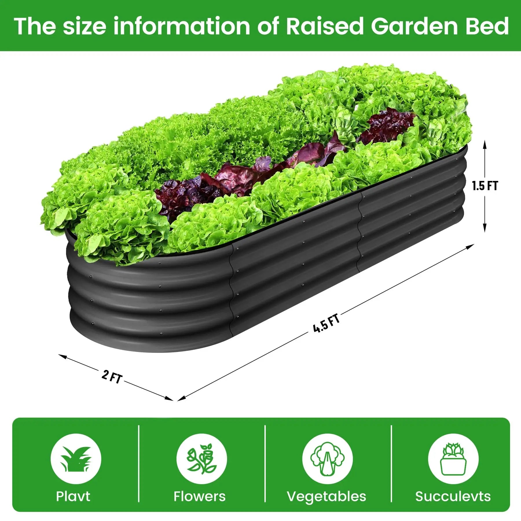 2-Pack Oval Galvanized Steel Raised Garden Beds