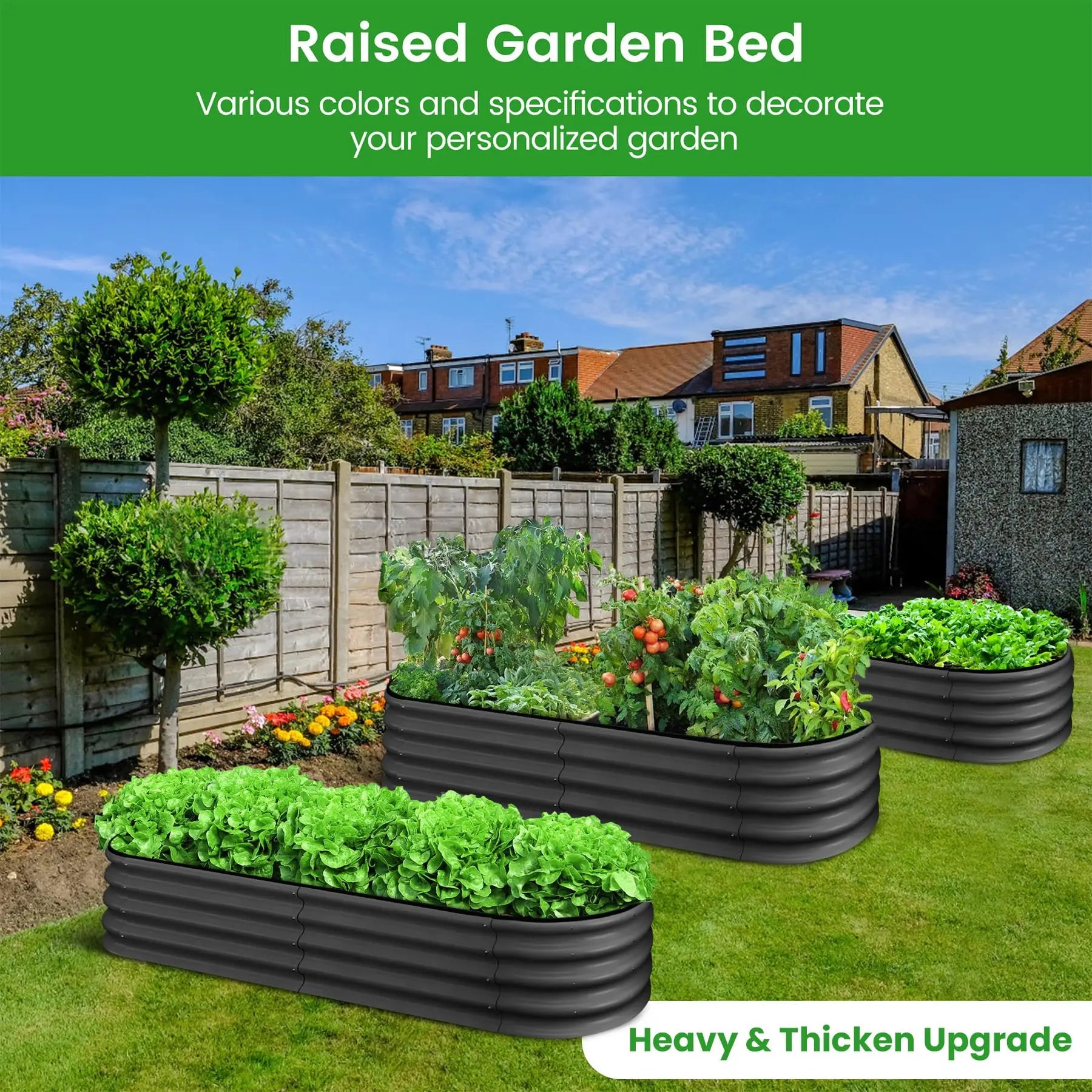 2-Pack Oval Galvanized Steel Raised Garden Beds