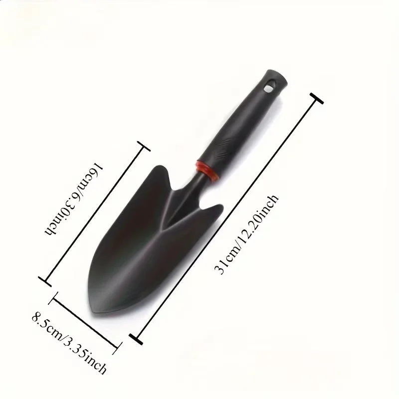 Metal Garden Trowel with Ergonomic Black Handle and Orange Trim